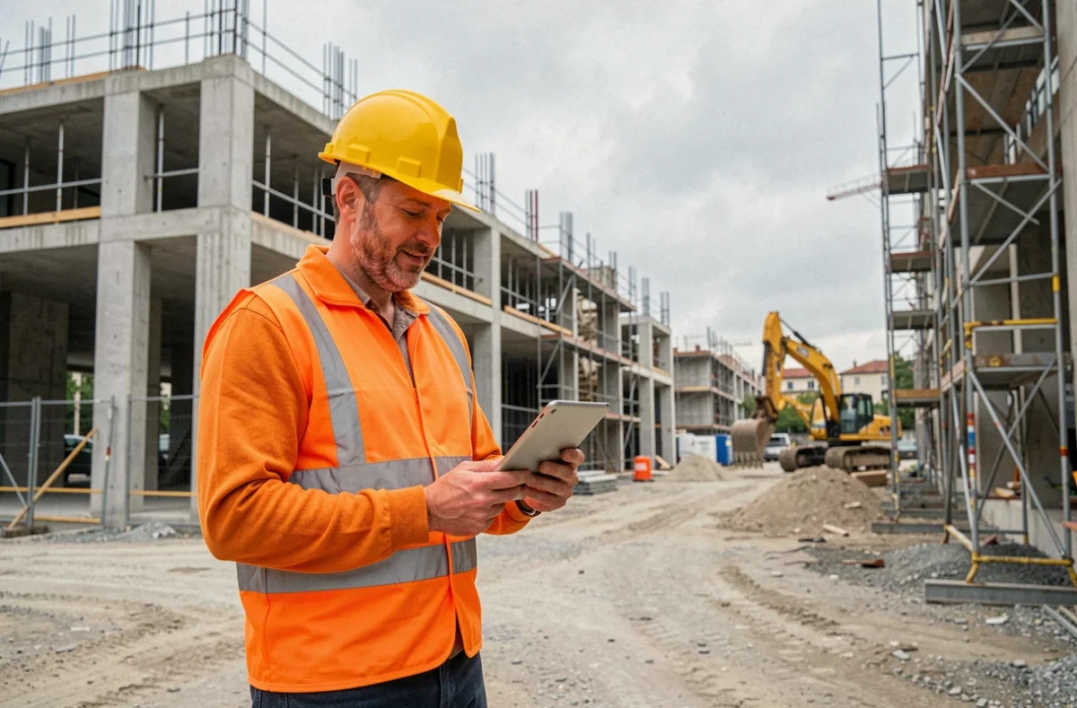 Chef de chantier en équipement de sécurité consulté par un recruteur Aprojob spécialisé en BTP et industrie à Lyon