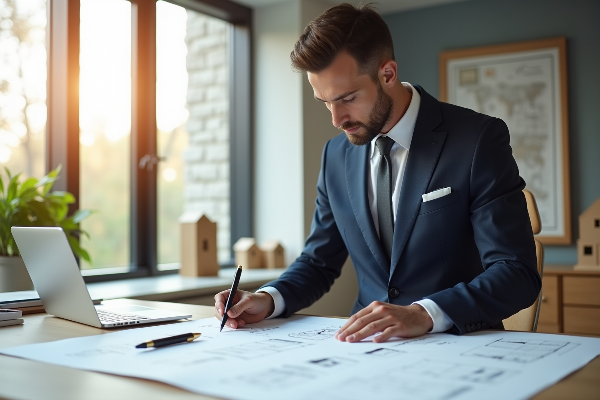 Architecte élégant dans un bureau lumineux et moderne