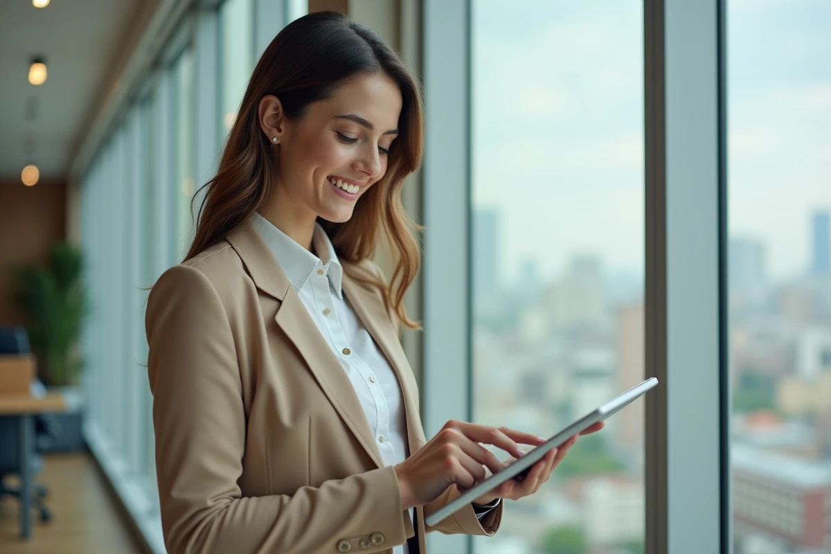Jeune comptable femme vérifiant des chiffres près d