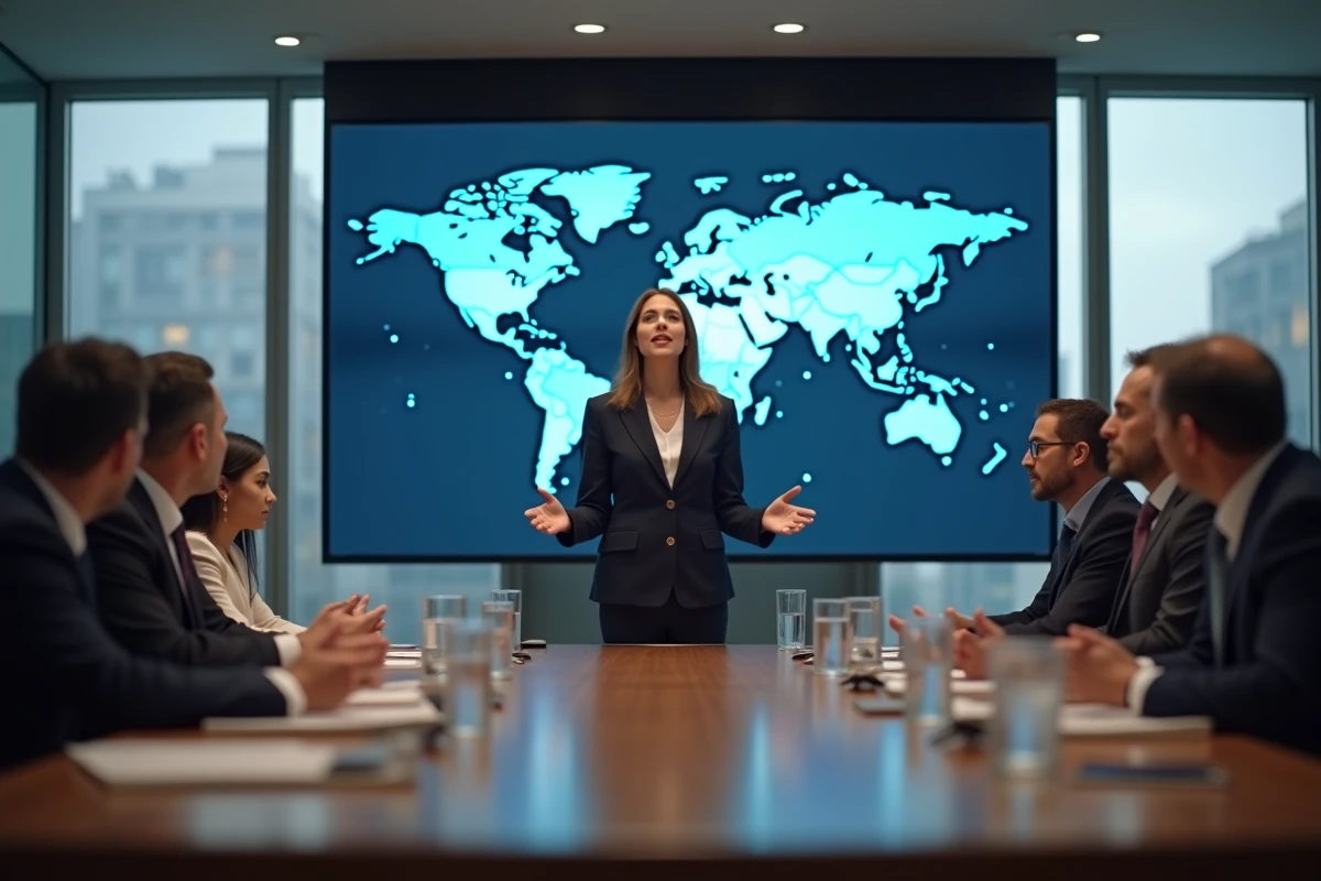 Responsable maritime en réunion avec delegates internationaux