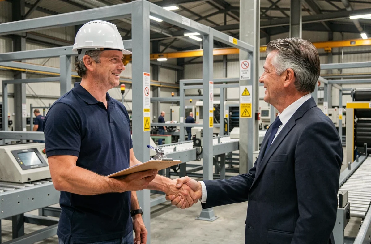 Recruteur spécialisé industrie et maintenance rencontrant un ingénieur dans une usine à Caen