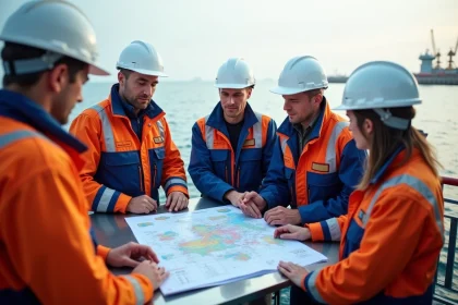 &Eacute;quipes offshore en s&eacute;curit&eacute; sur un navire de recherche