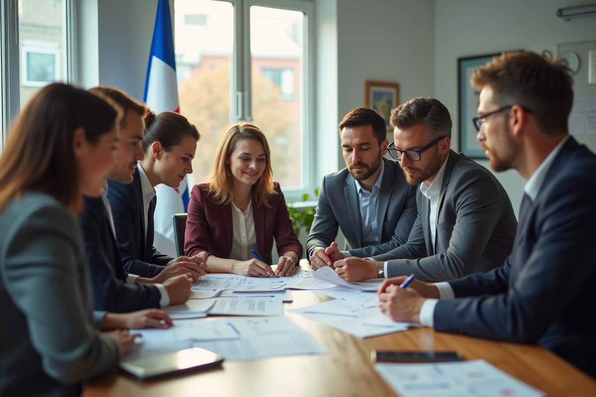 Professionnels collaborant dans un bureau lumineux au Quebec