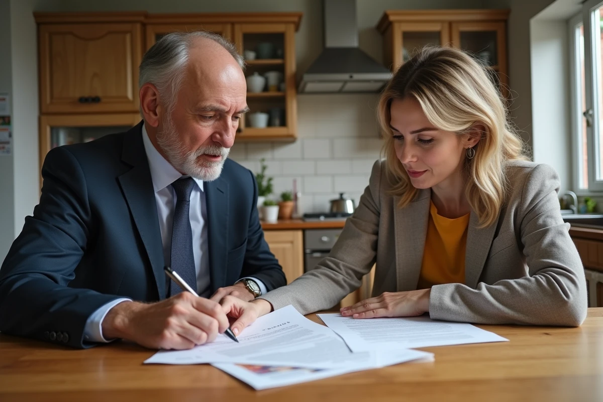 Famille regardant un certificat du travail &agrave; la maison