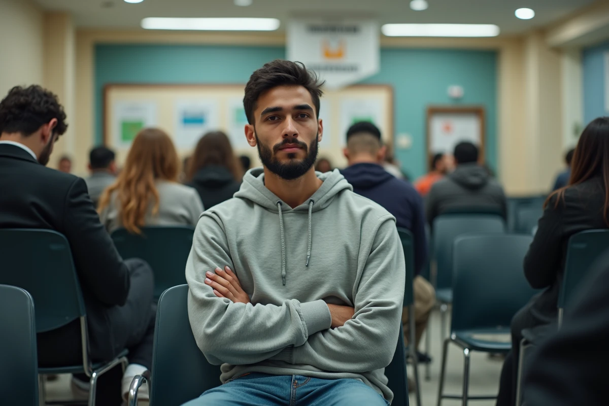 Jeune homme nord-africain dans un bureau administratif