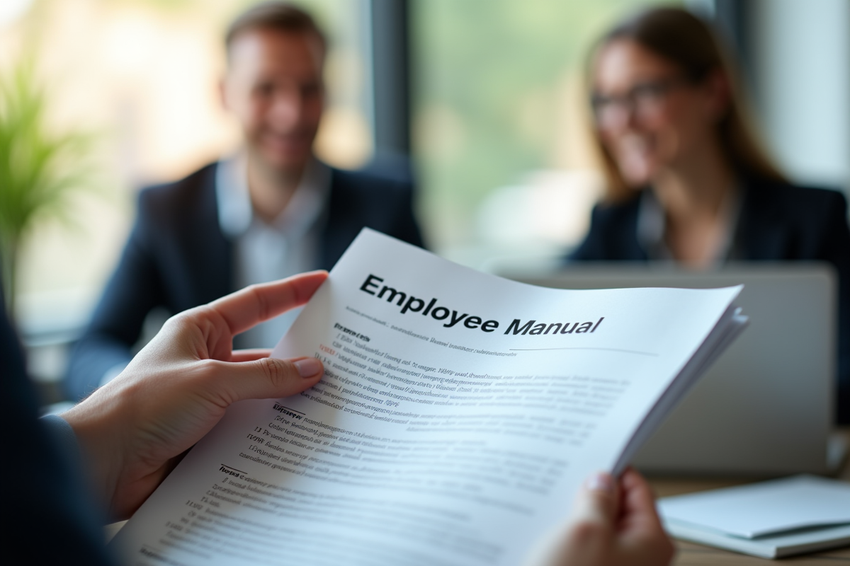 Main pointant un manuel d