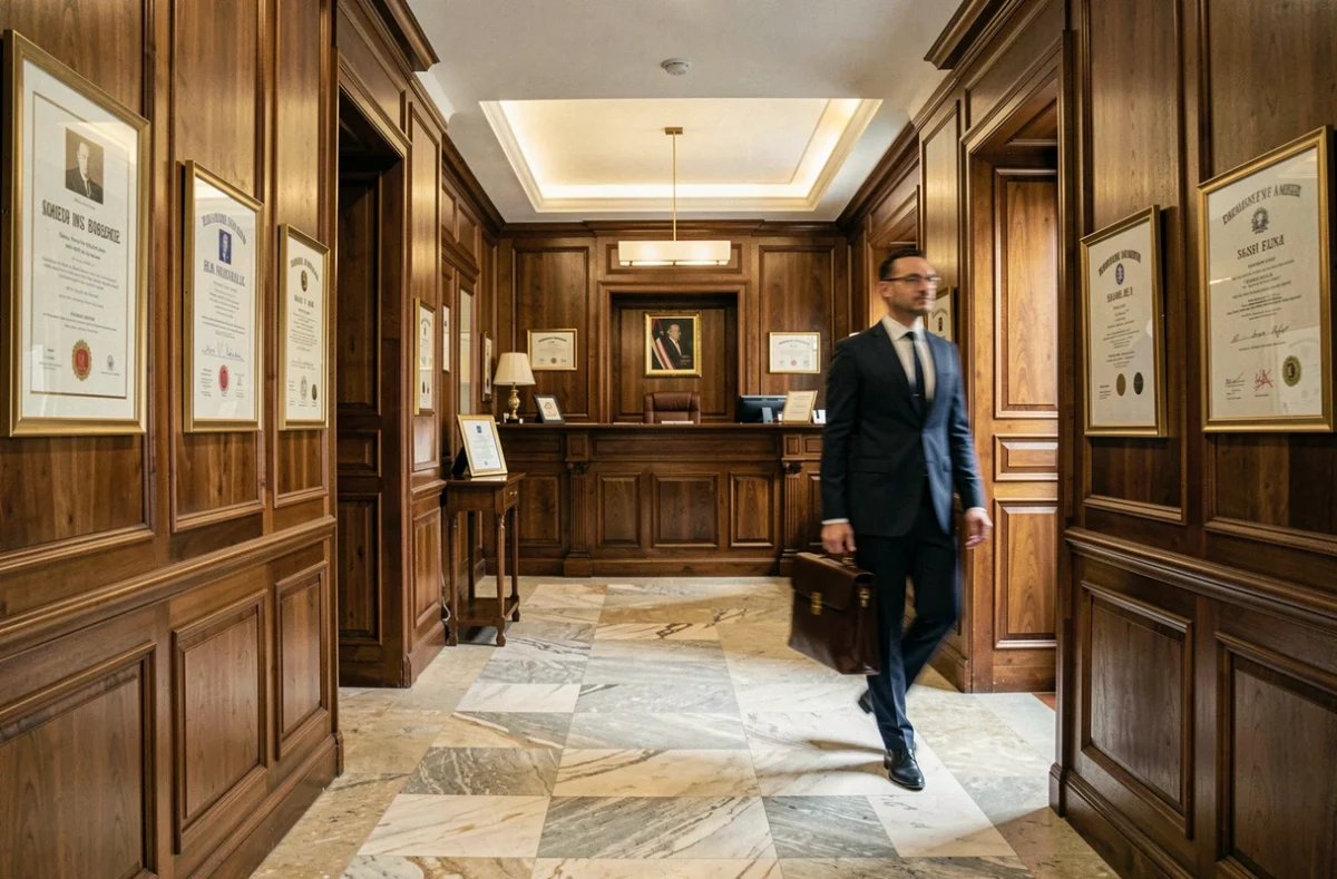 Hall d'entrée d'un cabinet d'avocats d'affaires dans les Bouches-du-Rhône, ambiance professionnelle et élégante