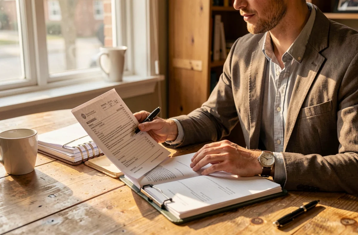 Micro-entrepreneur tenant son livre de recettes et sa facturation