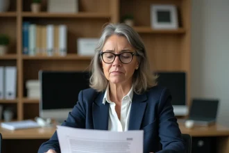 Responsable RH examinant un contrat de travail avec des annotations manuscrites pour corriger une reprise d'ancienneté oubliée